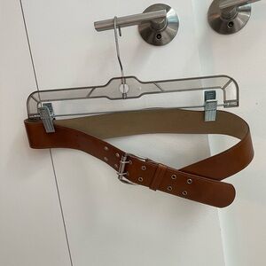 Vintage drop waist brown leather belt